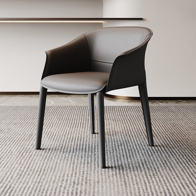 Modern Upholstered Guest Chair Faux Leather Dining Arm Chair