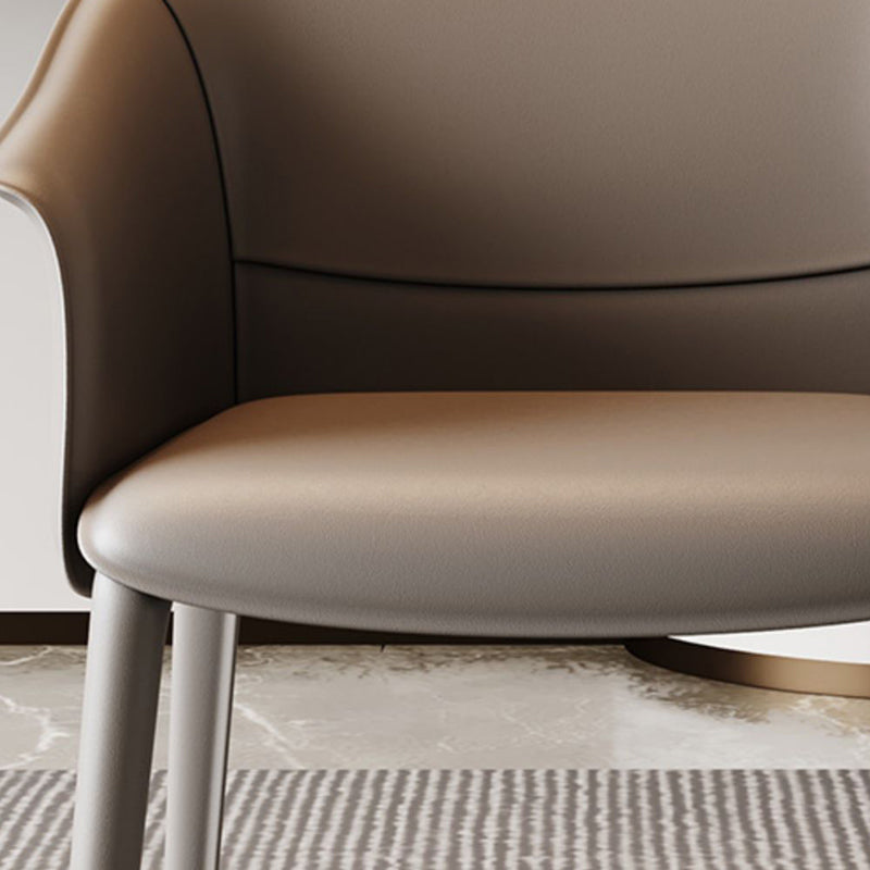 Modern Upholstered Guest Chair Faux Leather Dining Arm Chair