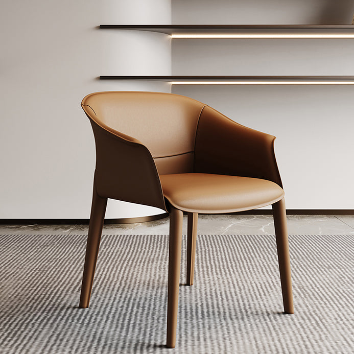 Modern Upholstered Guest Chair Faux Leather Dining Arm Chair