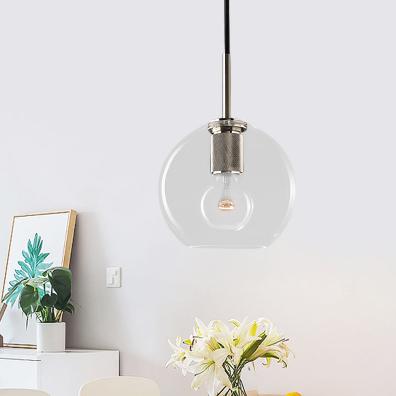 Black/Brass/Chrome Triangle/Round Pendant Lamp Post Modernist 1 Light Clear Glass Ceiling Light Fixture