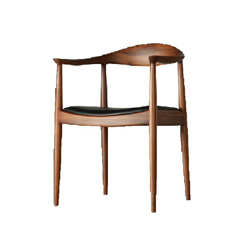 Ash Wood Traditional Dining Chair Brown Side Chair with Arms