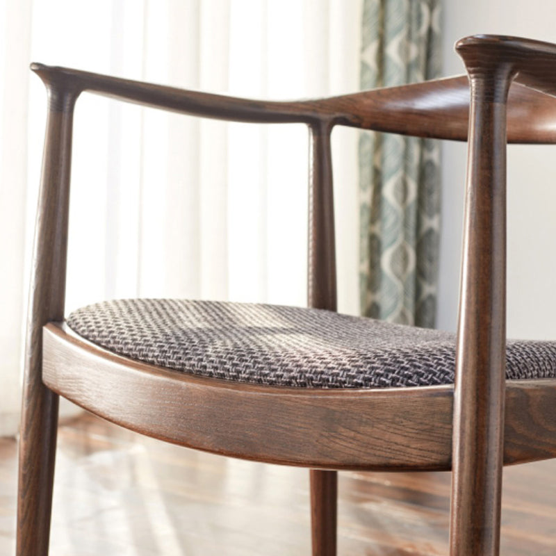 Ash Wood Traditional Dining Chair Brown Side Chair with Arms