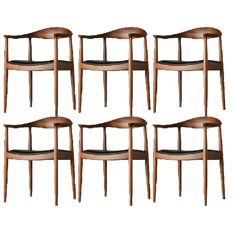 Ash Wood Traditional Dining Chair Brown Side Chair with Arms