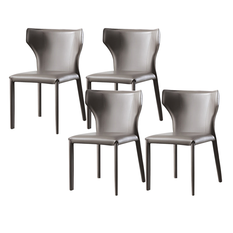 Wingback Armless Dining Chairs Modern Faux Leather Side Chair