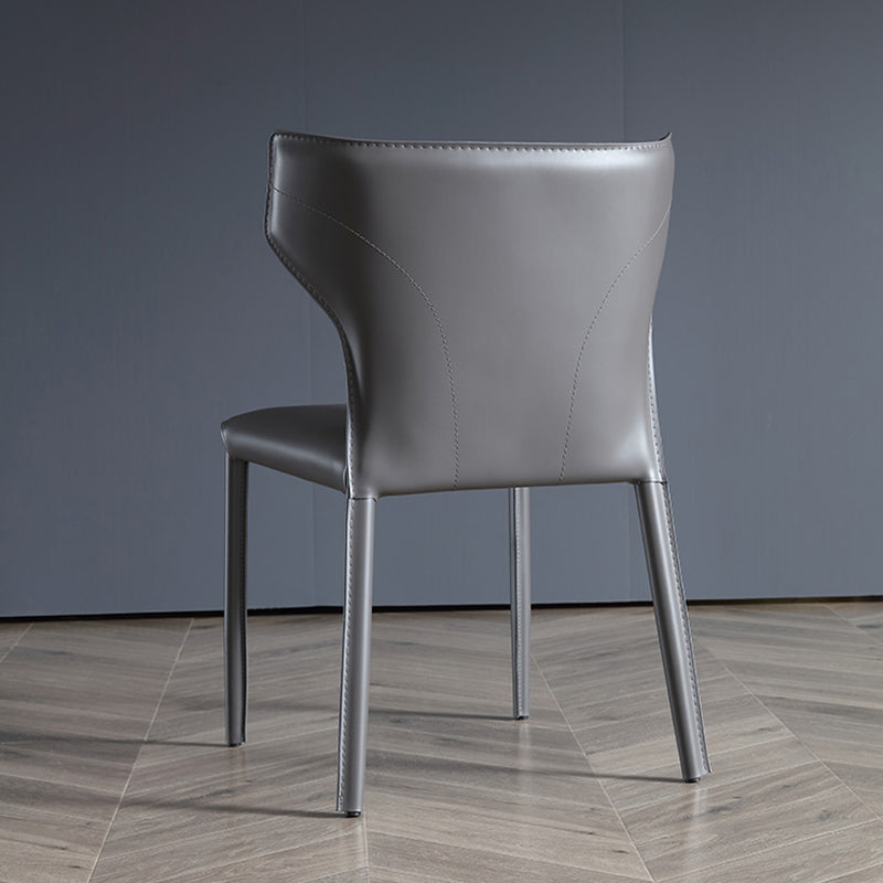 Wingback Armless Dining Chairs Modern Faux Leather Side Chair