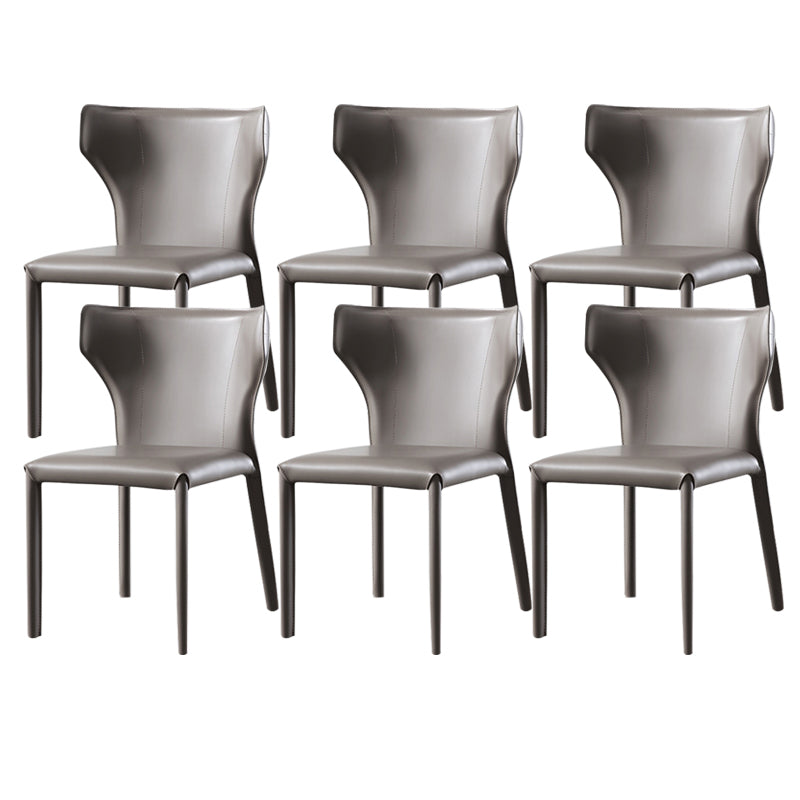 Wingback Armless Dining Chairs Modern Faux Leather Side Chair