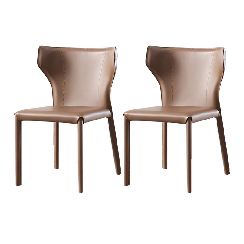 Wingback Armless Dining Chairs Modern Faux Leather Side Chair