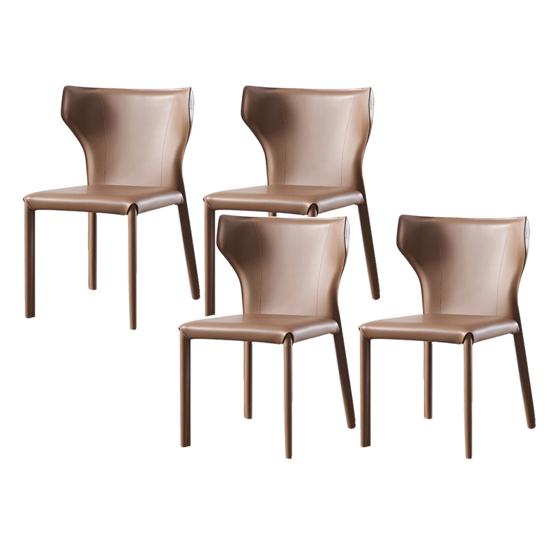 Wingback Armless Dining Chairs Modern Faux Leather Side Chair