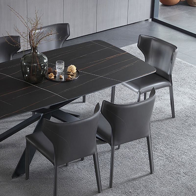 Wingback Armless Dining Chairs Modern Faux Leather Side Chair