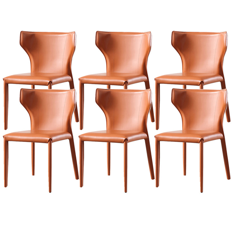 Wingback Armless Dining Chairs Modern Faux Leather Side Chair