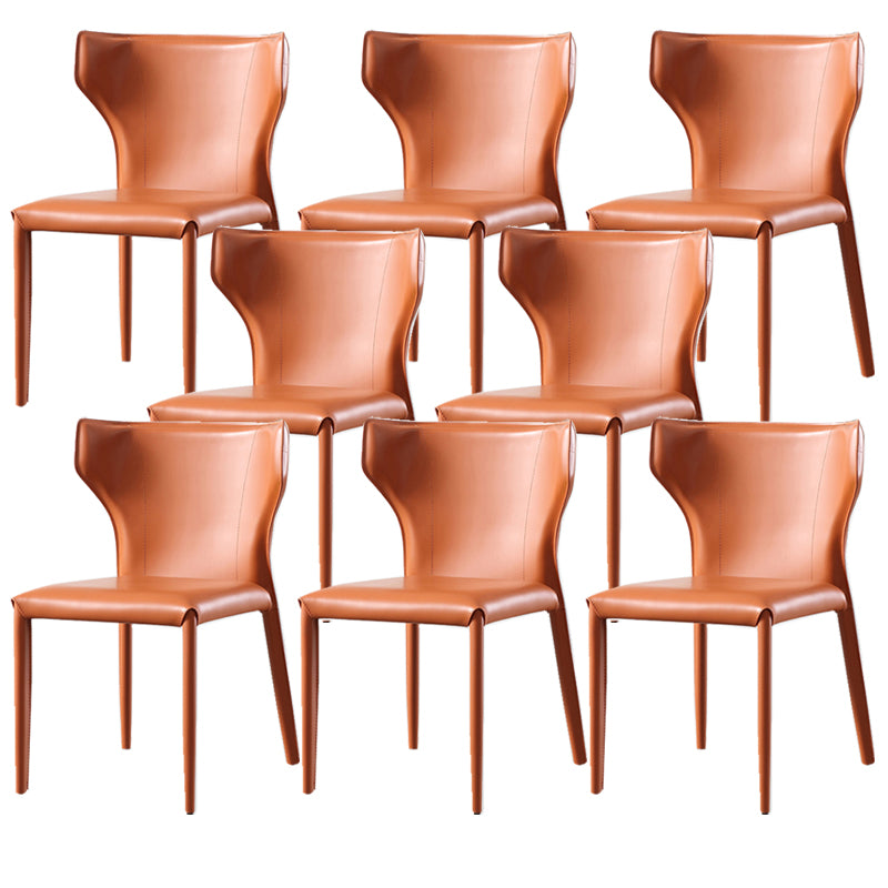 Wingback Armless Dining Chairs Modern Faux Leather Side Chair