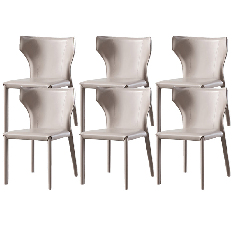 Wingback Armless Dining Chairs Modern Faux Leather Side Chair
