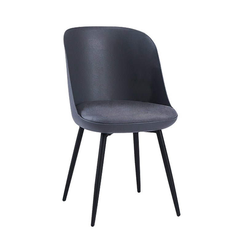 Contemporary Upholstered Dining Chairs Faux Leather and Metal Side Chair