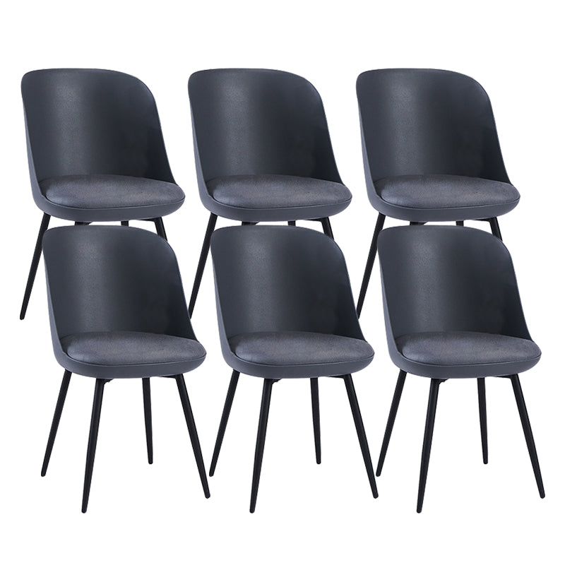 Contemporary Upholstered Dining Chairs Faux Leather and Metal Side Chair