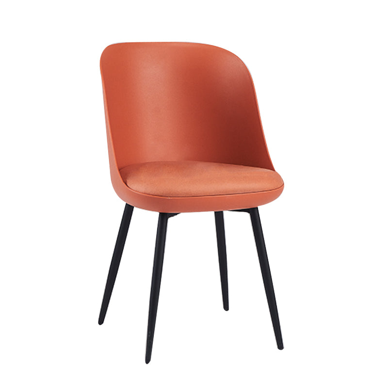 Contemporary Upholstered Dining Chairs Faux Leather and Metal Side Chair