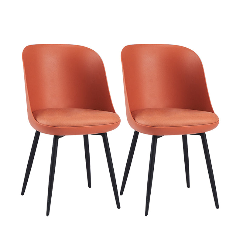Contemporary Upholstered Dining Chairs Faux Leather and Metal Side Chair
