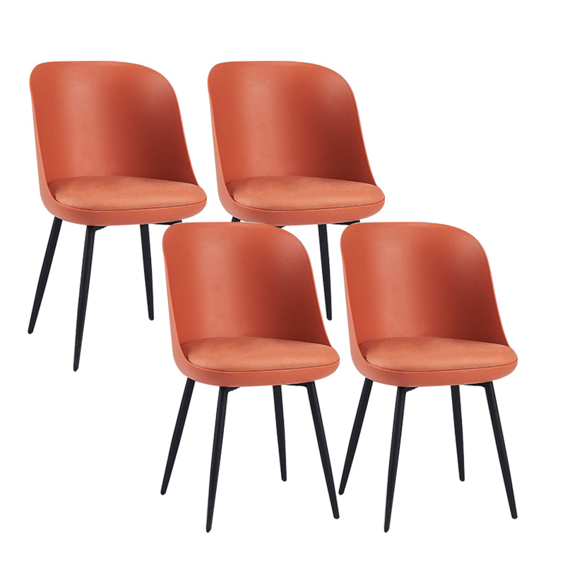 Contemporary Upholstered Dining Chairs Faux Leather and Metal Side Chair