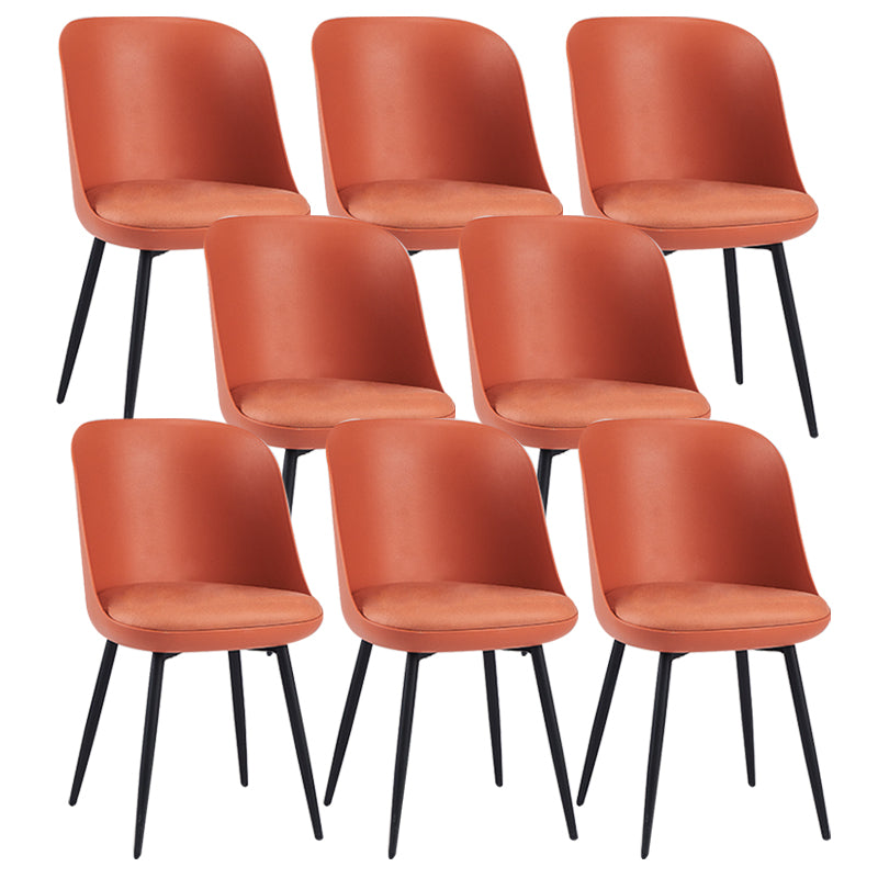 Contemporary Upholstered Dining Chairs Faux Leather and Metal Side Chair
