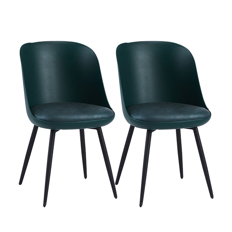 Contemporary Upholstered Dining Chairs Faux Leather and Metal Side Chair