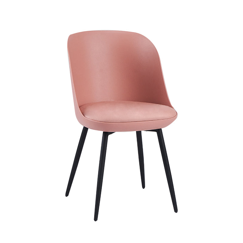 Contemporary Upholstered Dining Chairs Faux Leather and Metal Side Chair