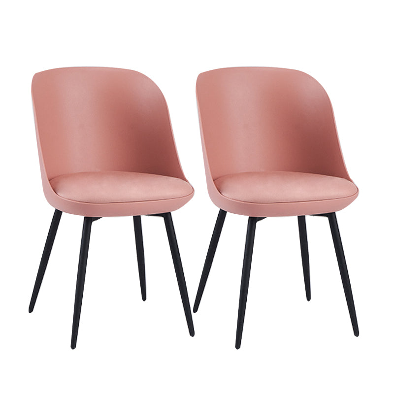 Contemporary Upholstered Dining Chairs Faux Leather and Metal Side Chair