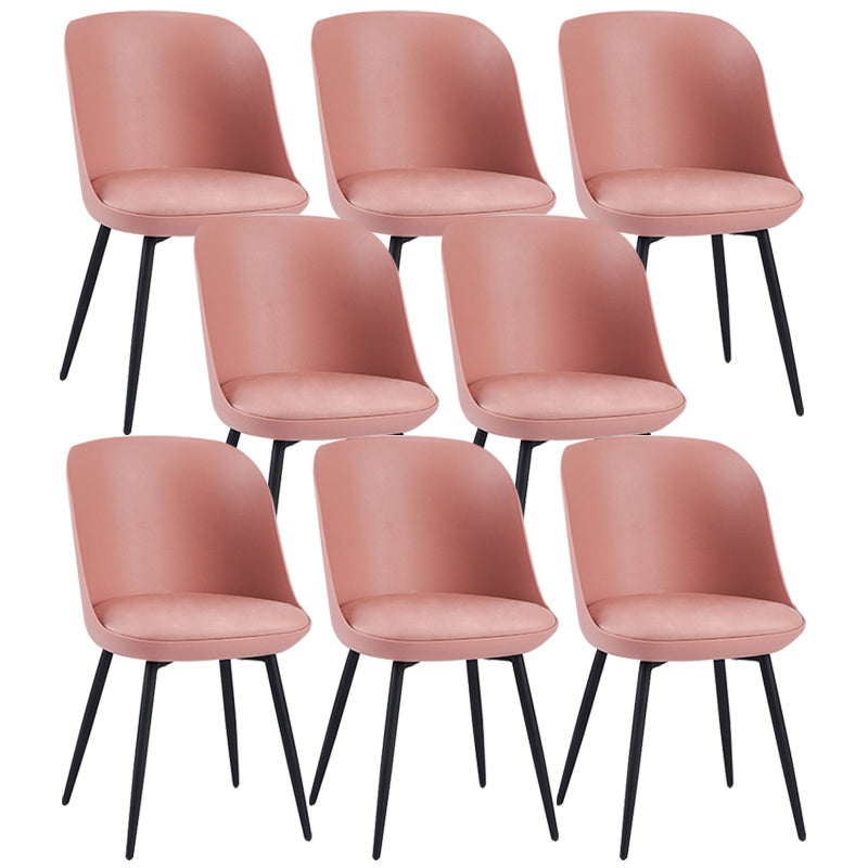 Contemporary Upholstered Dining Chairs Faux Leather and Metal Side Chair