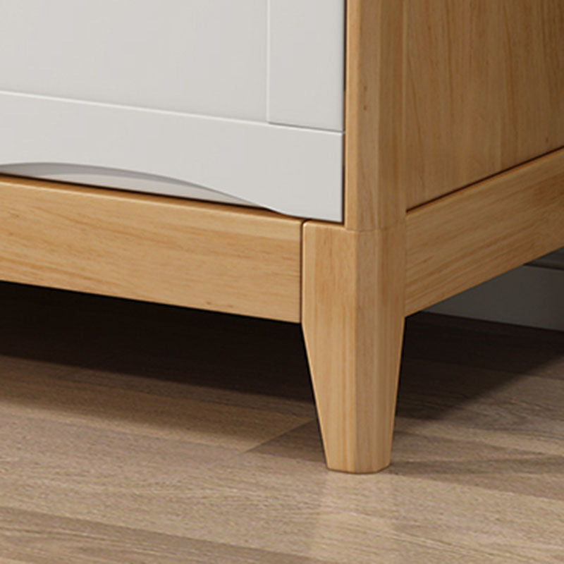 Contemporary Rubber Wood Storage Chest Horizontal Chest with Drawers