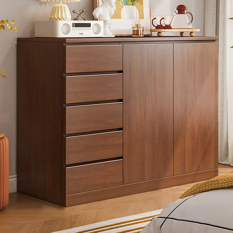 Modern Brown / White Storage Chest Dresser Wooden Combo Dresser with Drawers and Doors