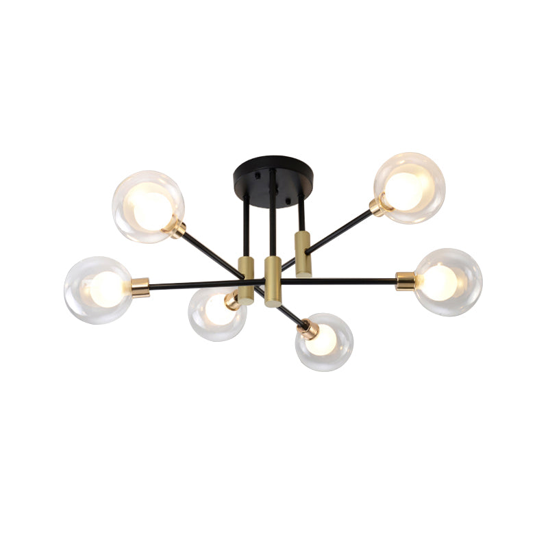 Glass Sputnik Shape Flush Ceiling Light Modern Multi Lights Flush Light Fixtures