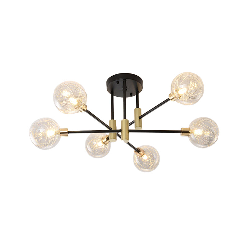 Glass Sputnik Shape Flush Ceiling Light Modern Multi Lights Flush Light Fixtures