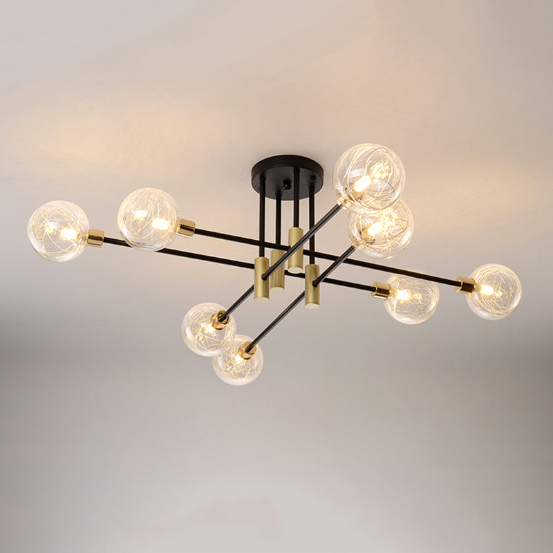 Glass Sputnik Shape Flush Ceiling Light Modern Multi Lights Flush Light Fixtures