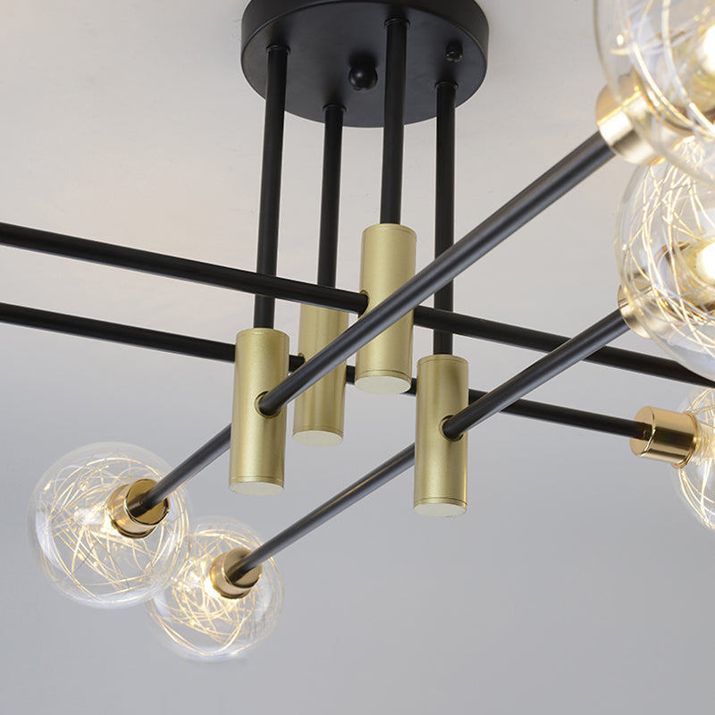 Glass Sputnik Shape Flush Ceiling Light Modern Multi Lights Flush Light Fixtures
