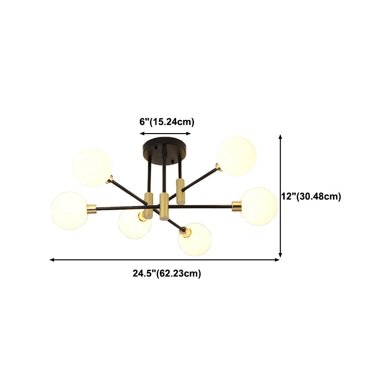 Glass Sputnik Shape Flush Ceiling Light Modern Multi Lights Flush Light Fixtures