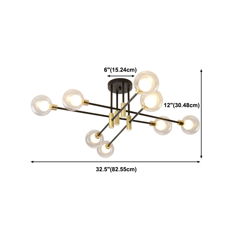 Glass Sputnik Shape Flush Ceiling Light Modern Multi Lights Flush Light Fixtures