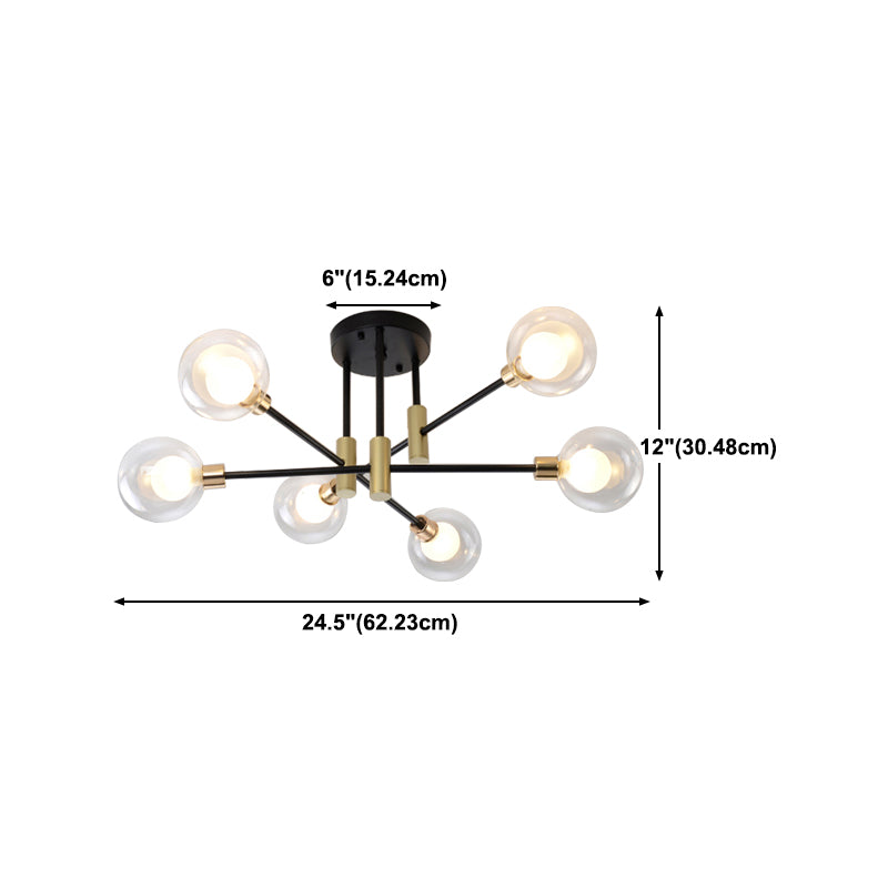 Glass Sputnik Shape Flush Ceiling Light Modern Multi Lights Flush Light Fixtures