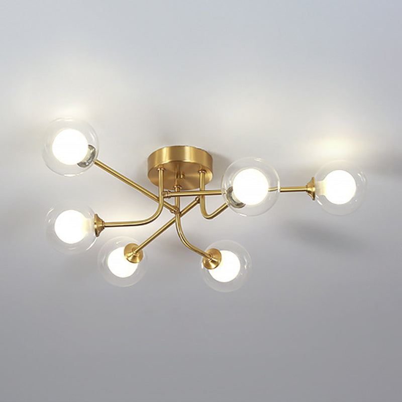 Ball Shape Glass Flush Ceiling Light Modern Multi Lights Flush Light Fixtures