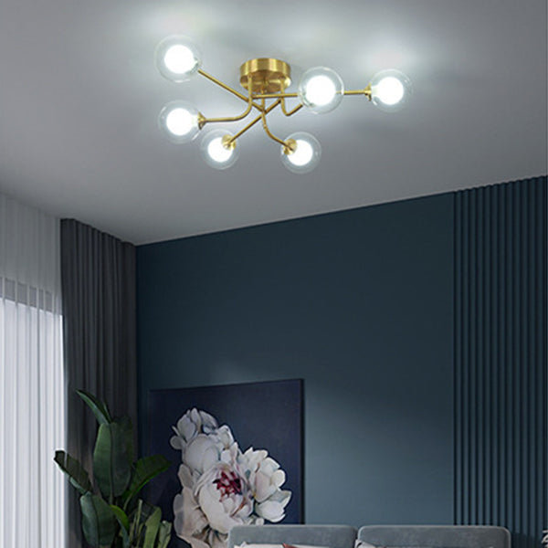 Ball Shape Glass Flush Ceiling Light Modern Multi Lights Flush Light Fixtures