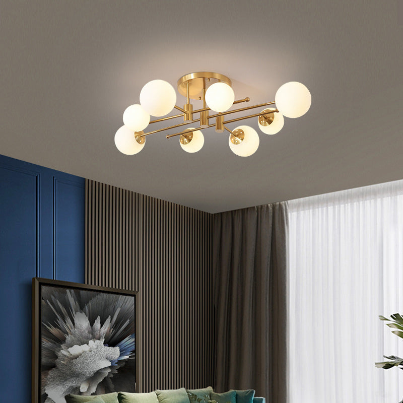 Glass Sputnik Shape Flush Ceiling Light Modern Multi Lights Flush Light Fixtures in Gold