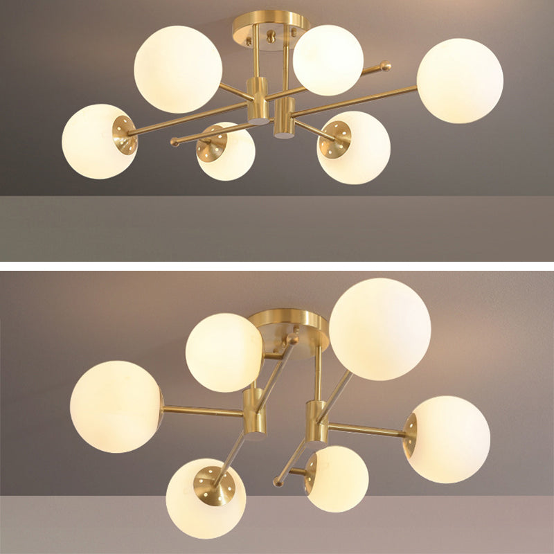 Glass Sputnik Shape Flush Ceiling Light Modern Multi Lights Flush Light Fixtures in Gold