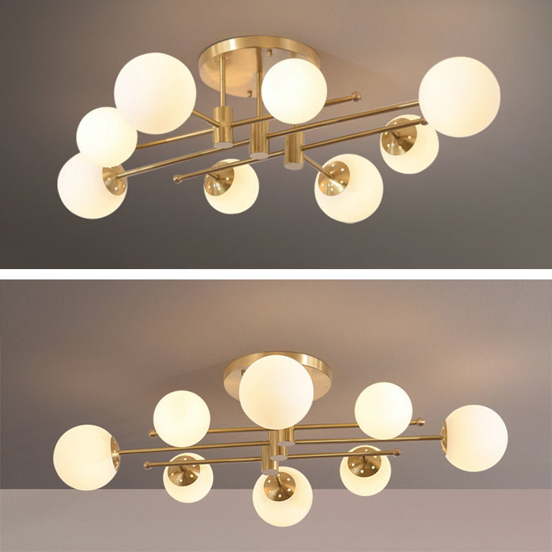 Glass Sputnik Shape Flush Ceiling Light Modern Multi Lights Flush Light Fixtures in Gold