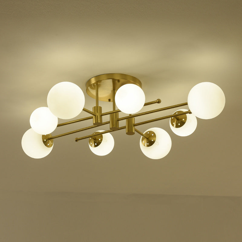 Glass Sputnik Shape Flush Ceiling Light Modern Multi Lights Flush Light Fixtures in Gold