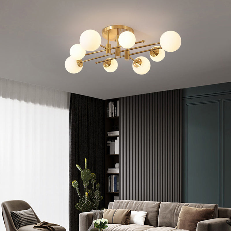 Glass Sputnik Shape Flush Ceiling Light Modern Multi Lights Flush Light Fixtures in Gold