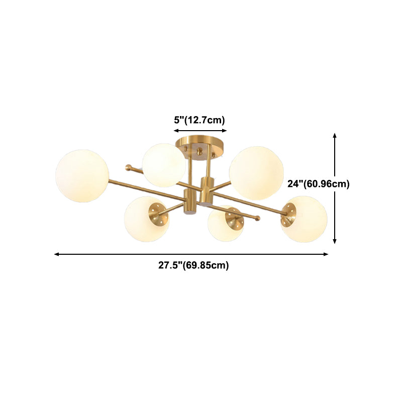 Glass Sputnik Shape Flush Ceiling Light Modern Multi Lights Flush Light Fixtures in Gold