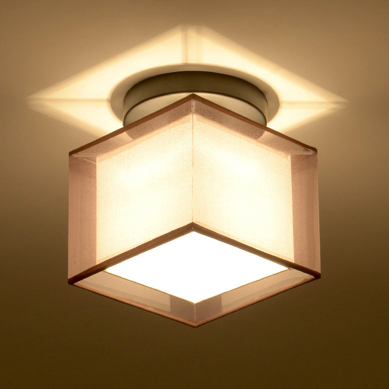 Fabric Geometric Shape Flush Ceiling Light Modern 1 Light Flush Light Fixtures