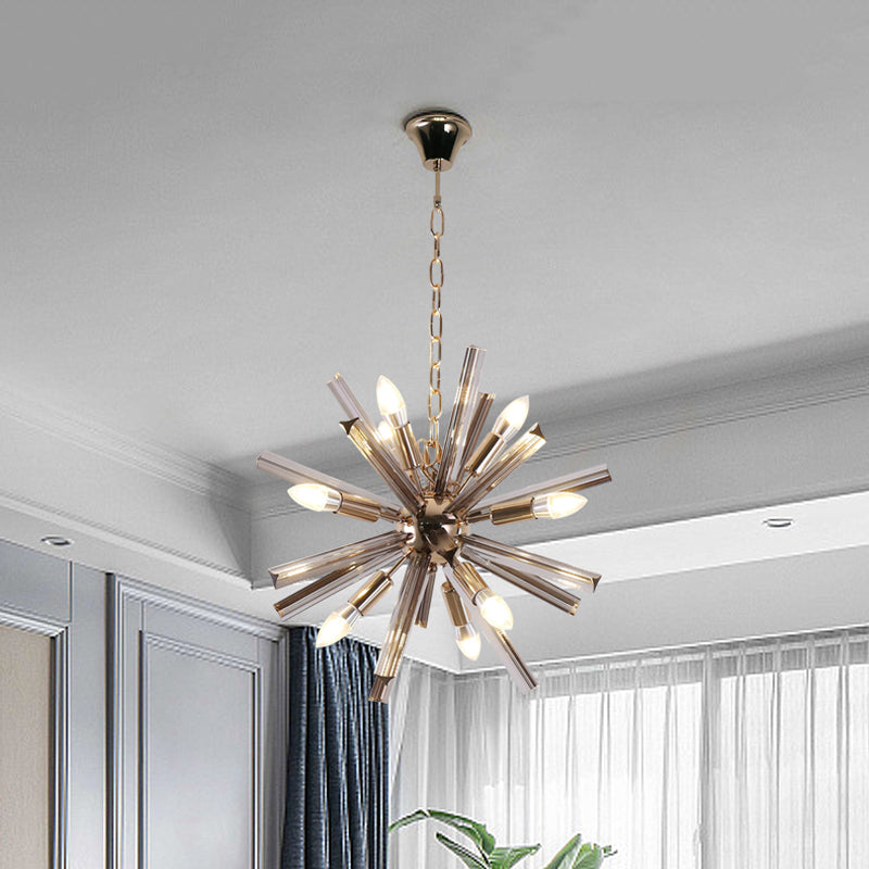 Modernism Starburst Chandelier Pendant Light Crystal 9/16 Lights Hanging Ceiling Light in Grey
