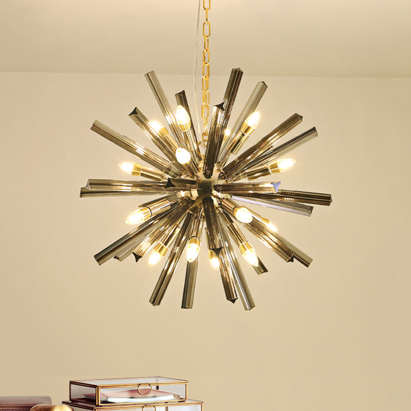 Modernism Starburst Chandelier Pendant Light Crystal 9/16 Lights Hanging Ceiling Light in Grey
