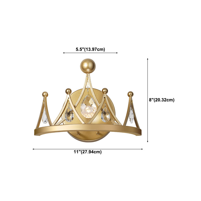 Crystal Crown Shape Wall Lights Modern Style 1 Light Wall Light Sconce in Brass