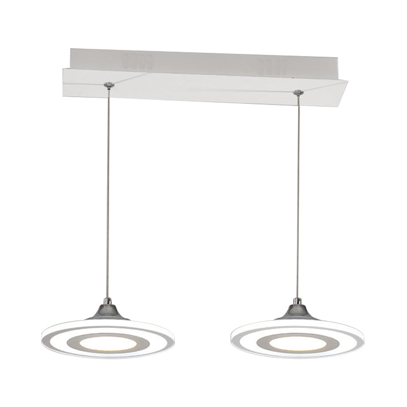 Kreis Speisesaal Island Decke Anhänger Acryl 2/3-Kopf-LED-LED-MINALISTE LAMPING LAMPS KIT IN WARM/Weiße Licht
