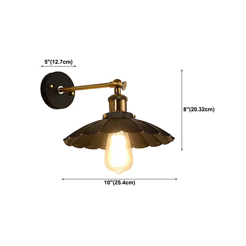 Metal Geometric Shape Wall Lights Industrial 1-Light Wall Light Sconce in Black