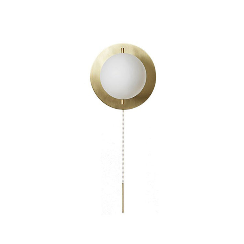 Nordic Wall Mount Light Modern Simple Round Glass Shade Wall Sconce Light for Living Room